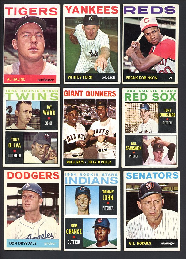 1964 Topps Set Lot 385 Diff VG-EX Mays Ford Robinson Kaline