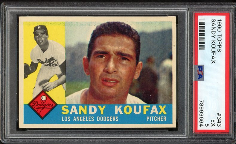 1960 Topps Baseball #343 Sandy Koufax Dodgers PSA 5 EX 484898
