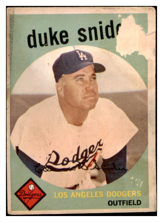 1959 Topps Baseball #020 Duke Snider Dodgers Poor front damage 484939