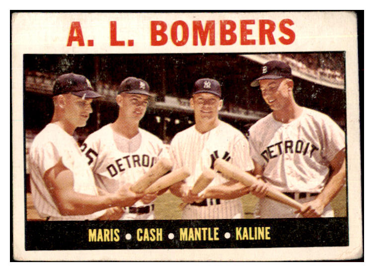1964 Topps Baseball #331 Mickey Mantle Al Kaline Roger Maris VG 484963