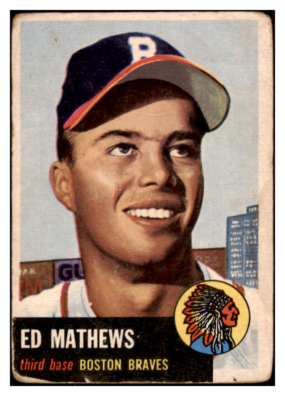 1953 Topps Baseball #037 Eddie Mathews Braves Good 484992