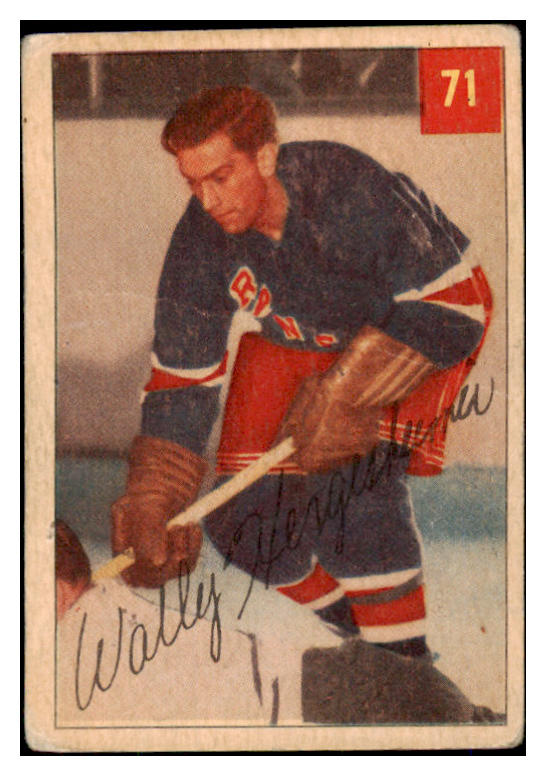 1954 Parkhurst Hockey #071 Wally Hergesheimer Rangers Good 485177