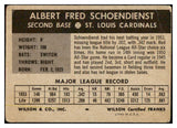 1954 Wilson Franks Red Schoendienst Cardinals Good 485184