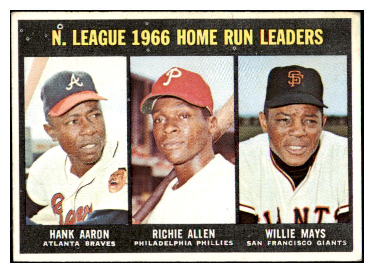 1967 Topps Baseball #244 N.L. Home Run Leaders Aaron Mays EX 485292