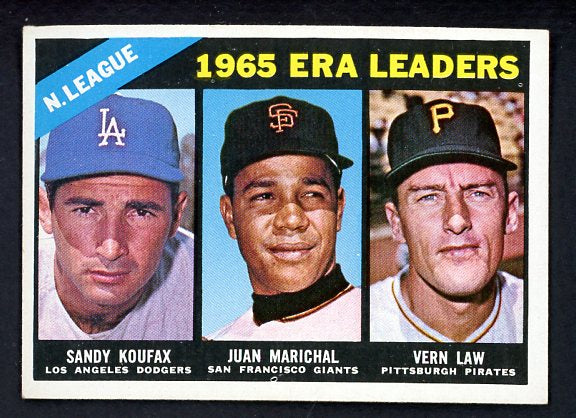 1966 Topps Baseball #221 N.L. ERA Leaders Sandy Koufax EX-MT 485420