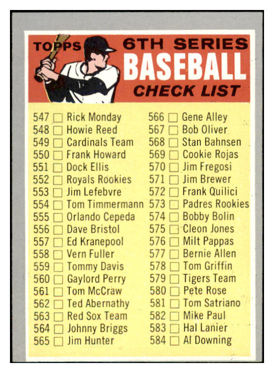 1970 Topps Baseball #542 Checklist 6 EX-MT Unmarked 485494