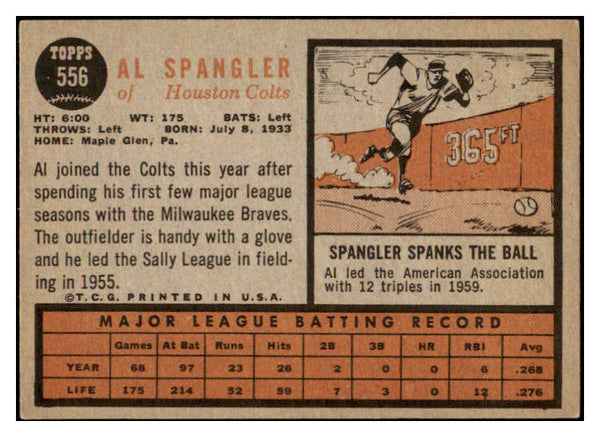 1962 Topps Baseball #556 Al Spangler Colt .45s EX-MT 485677