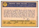 1970 Topps Baseball #211 Ted Williams Senators VG-EX ink back 485752