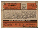 1972 Topps Baseball #510 Ted Williams Rangers VG 485771