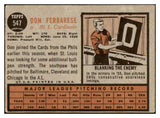 1962 Topps Baseball #547 Don Ferrarese Cardinals VG-EX 485840