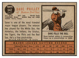 1962 Topps Baseball #542 Dave Philley Red Sox EX-MT 485898