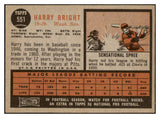 1962 Topps Baseball #551 Harry Bright Senators EX 485913