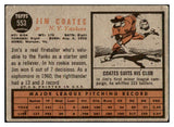 1962 Topps Baseball #553 Jim Coates Yankees VG-EX 485918