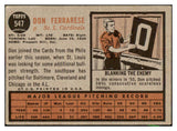 1962 Topps Baseball #547 Don Ferrarese Cardinals VG-EX 485933
