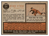 1962 Topps Baseball #574 Dean Stone Colt .45s EX-MT 485993