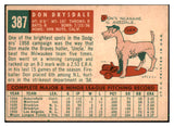 1959 Topps Baseball #387 Don Drysdale Dodgers VG-EX 486056