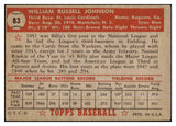 1952 Topps Baseball #083 Billy Johnson Cardinals VG-EX 486156