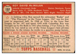 1952 Topps Baseball #137 Roy McMillan Reds VG-EX 486230
