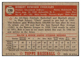 1952 Topps Baseball #120 Bob Chakales Indians EX 486236