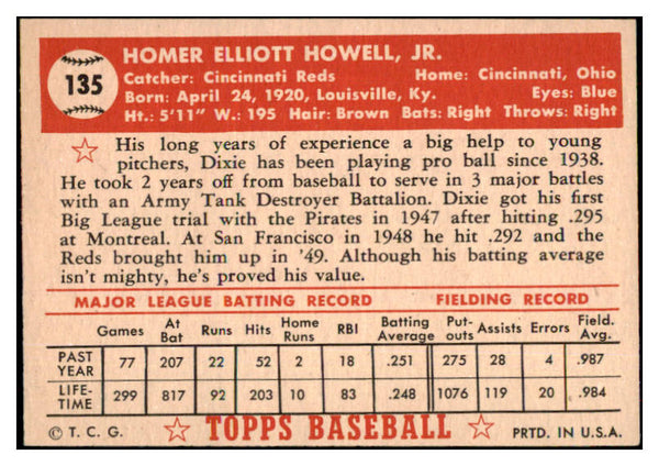 1952 Topps Baseball #135 Dixie Howell Reds EX-MT 486266