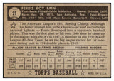 1952 Topps Baseball #021 Ferris Fain A's VG Black 486300