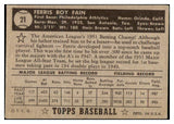 1952 Topps Baseball #021 Ferris Fain A's VG Black 486307