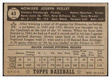 1952 Topps Baseball #063 Howie Pollet Pirates VG Black 486318