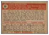 1952 Topps Baseball #092 Dale Mitchell Indians VG 486322