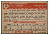 1952 Topps Baseball #110 Dutch Leonard Cubs VG 486326