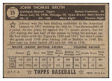 1952 Topps Baseball #025 Johnny Groth Tigers VG Black 486339