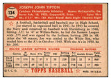 1952 Topps Baseball #134 Joe Tipton A's VG 486351