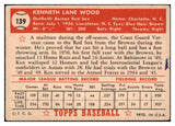 1952 Topps Baseball #139 Ken Wood Red Sox VG ink back 486376