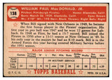 1952 Topps Baseball #138 Bill MacDonald Pirates VG-EX 486378