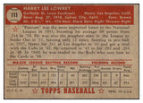 1952 Topps Baseball #111 Peanuts Lowrey Cardinals VG-EX 486385