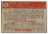 1952 Topps Baseball #210 Dick Fowler A's VG-EX 486391