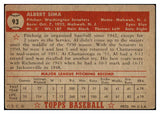 1952 Topps Baseball #093 Al Sima Senators VG-EX 486397