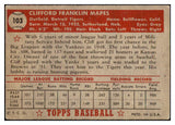 1952 Topps Baseball #103 Cliff Mapes Tigers VG-EX 486420