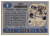 1955 Topps Football #002 John Kimbrough Texas A&M NR-MT 486447