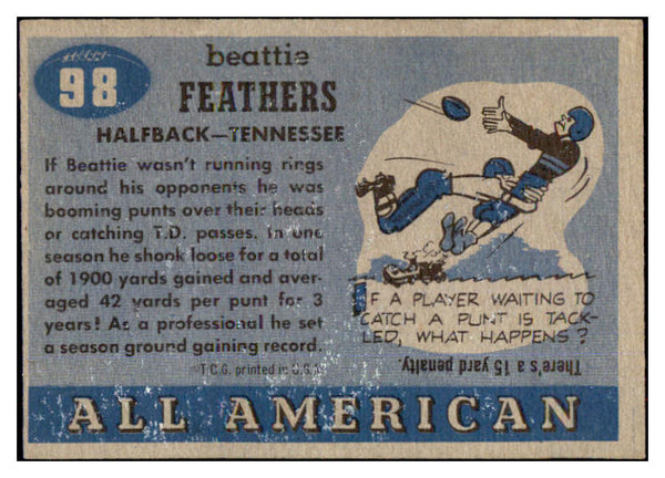1955 Topps Football #098 Beattie Feathers Tennessee GD-VG 486632