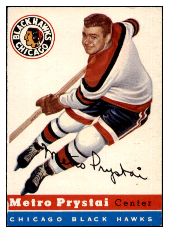 1954 Topps Hockey #024 Metro Prystai Black Hawks NR-MT 486647