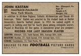 1952 Bowman Large Football #081 John Kastan Giants EX-MT 486782