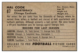 1952 Bowman Large Football #087 Mal Cook Cardinals EX 486789