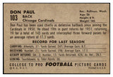 1952 Bowman Large Football #103 Don Paul Cardinals EX 486808