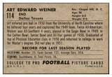 1952 Bowman Large Football #114 Art Weiner Texans EX-MT 486817