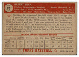 1952 Topps Baseball #093 Al Sima Senators VG-EX 486872