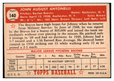 1952 Topps Baseball #140 Johnny Antonelli Braves VG-EX 486891