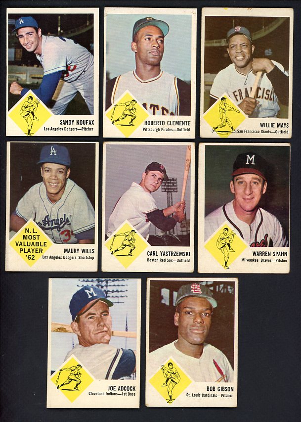1963 Fleer Baseball Set Clemente Mays Koufax Gibson 486922