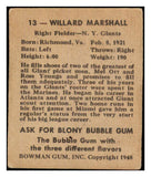 1948 Bowman Baseball #013 Willard Marshall Giants VG-EX 487053