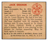 1950 Bowman Baseball #145 Jack Graham Browns EX-MT 487078