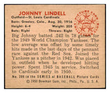 1950 Bowman Baseball #209 Johnny Lindell Cardinals EX-MT 487082